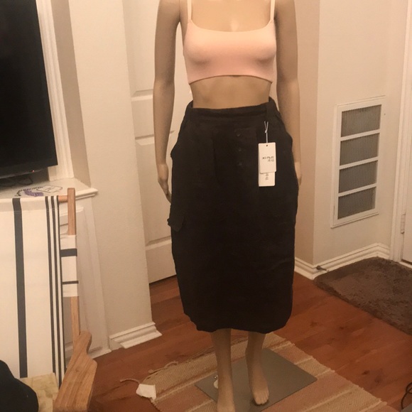 Midi skirt Linen Brown Sz - S - Picture 2 of 11